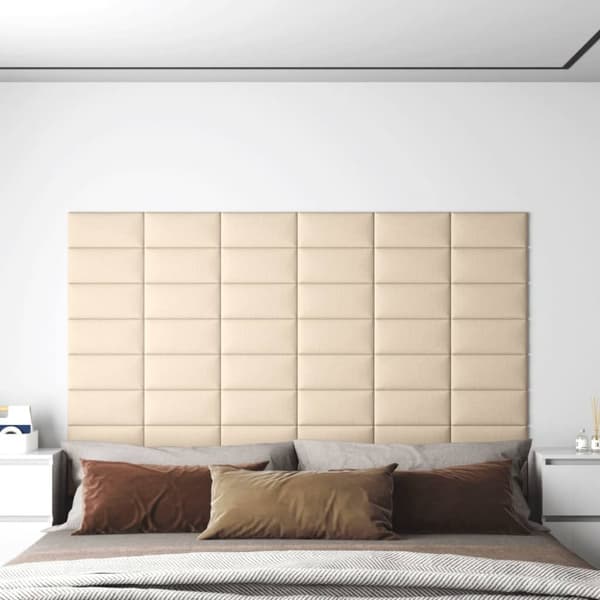vægpaneler 12 stk. 30x15 cm 0,54 m² stof cremefarvet