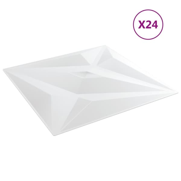 vægpaneler 24 stk. 50x50 cm 6 m² XPS stjerne hvid