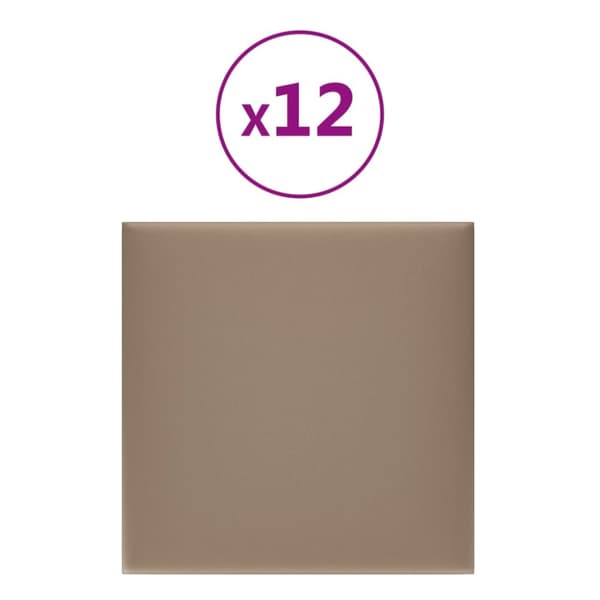 vægpaneler 12 stk. 30x30 cm 1,08 m² kunstlæder cappuccinofarvet