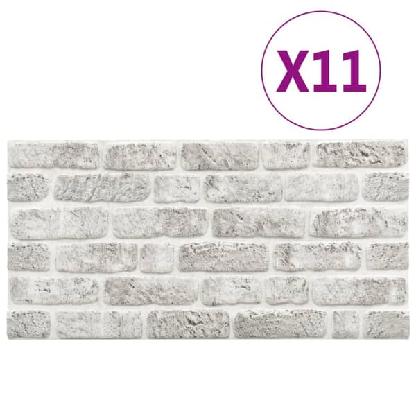 3D-seinäpaneelit vaaleanharmaa tiilikuvio 11 kpl EPS