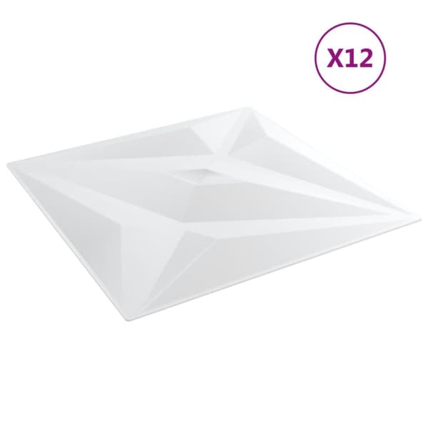 vægpaneler 12 stk. 50x50 cm 3 m² XPS stjerne hvid