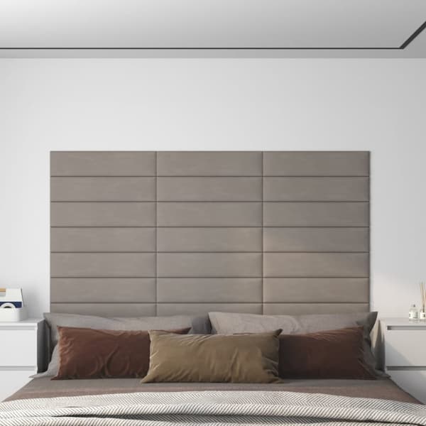 vægpaneler 12 stk. 60x15 cm 1,08 m² fløjl lysegrå