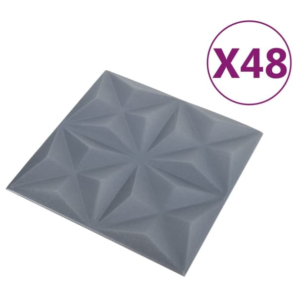 3D-seinäpaneelit 48 kpl 50x50 cm harmaa origami 12 m²