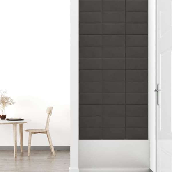 vægpaneler 12 stk. 30x15 cm 0,54 m² fløjl mørkegrå