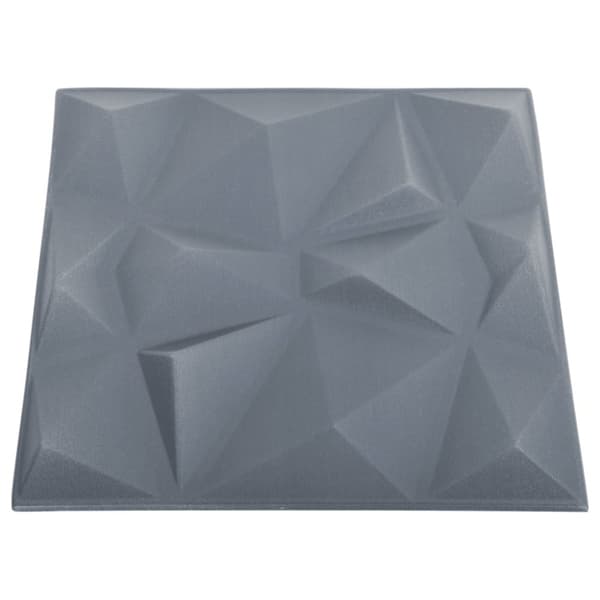 3D-väggpaneler 12 st 50x50 cm diamant grå 3 m²