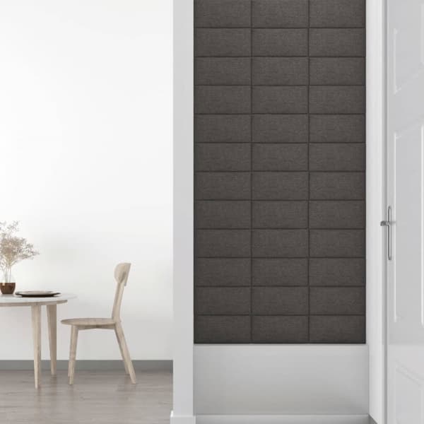 Seinäpaneelit, 12 kpl, tummanharmaa, 30x15 cm, kangas, 0,54 m²