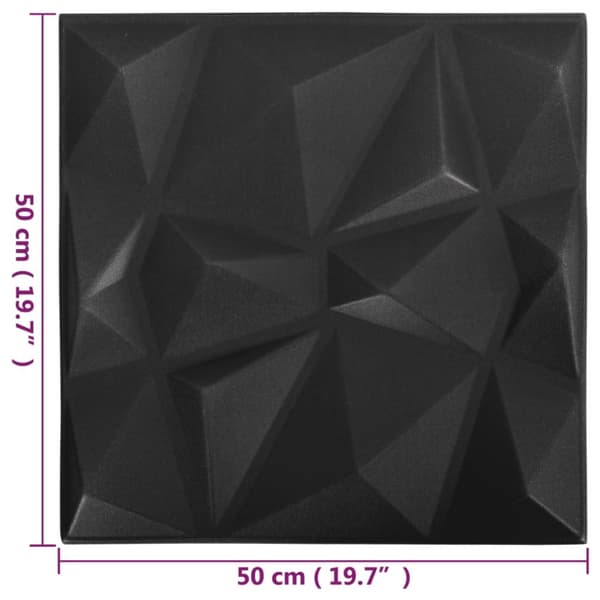 vidaXL 3D-vægpaneler 24 stk. 50x50 cm 6 m² diamantsort - Vægpaneler