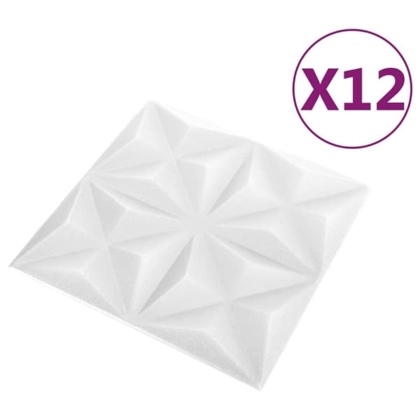 vidaXL 3D-seinäpaneelit 12 kpl 50x50 cm valkoinen origami 3 m² -  Seinäpaneelit