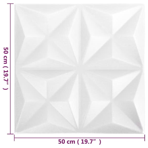 vidaXL 3D-seinäpaneelit 12 kpl 50x50 cm valkoinen origami 3 m² -  Seinäpaneelit