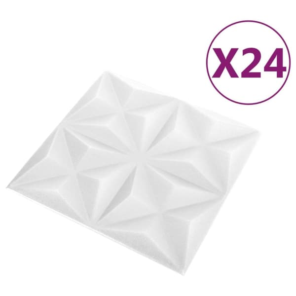 vidaXL 3D-seinäpaneelit 24 kpl 50x50 cm valkoinen origami 6 m² -  Seinäpaneelit