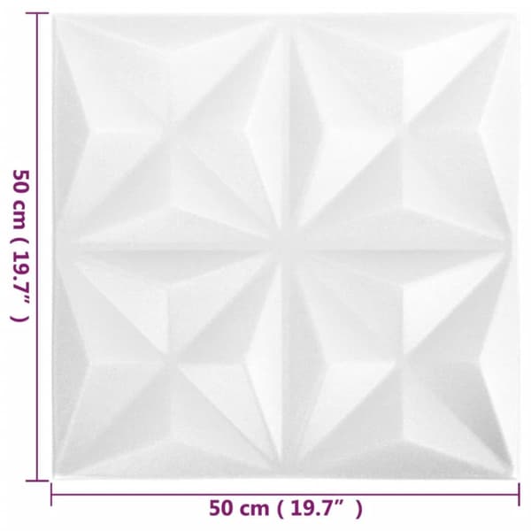 vidaXL 3D-seinäpaneelit 24 kpl 50x50 cm valkoinen origami 6 m² -  Seinäpaneelit