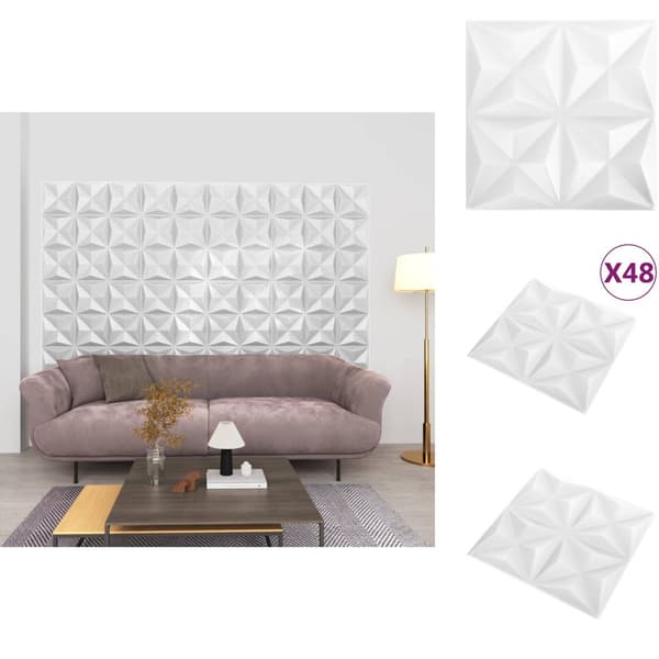 Vægpaneler - Living 3D-vægpaneler 48 stk. 50x50 cm 12 m² origami hvid