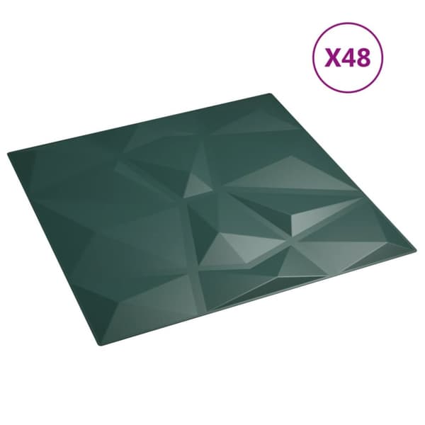 Vægpaneler - Living vægpaneler 48 stk. 50x50 cm 12 m² XPS diamant grøn