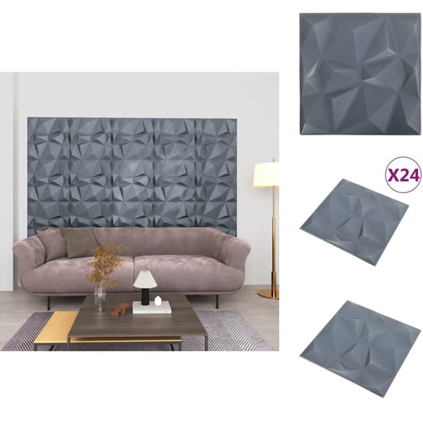 Seinäpaneelit - Living 3D-seinäpaneelit 24 kpl 50x50 cm timantinharmaa 6 m²