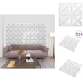 Pikkukuva 1 / 7: Seinäpaneelit - Living 3D-seinäpaneelit 24 kpl 50x50 cm valkoinen origami 6 m²