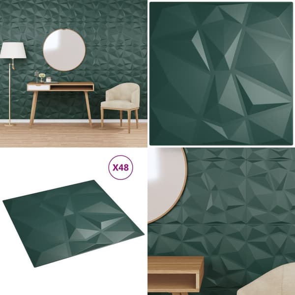 Väggpaneler 48 st grön 50x50 cm XPS 12 m² diamant - Väggpanel - Väggpaneler - Home & Living