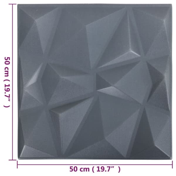 3D-väggpaneler 24 st 50x50 cm diamant grå 6 m² - Väggpanel - Väggpaneler - Home & Living