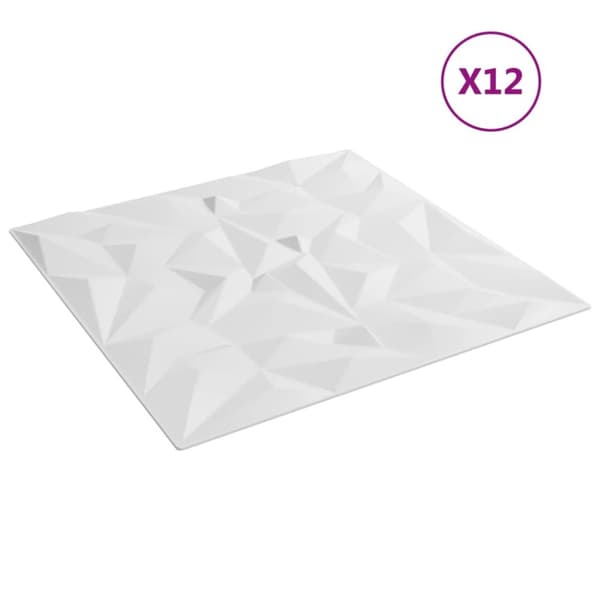 vægpaneler 12 stk. 50x50 cm 3 m² XPS ametyst hvid