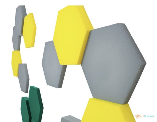 3D dekorativt skumvægpanel WallMarket Lemon hexagon, tykkelse 2,5 cm