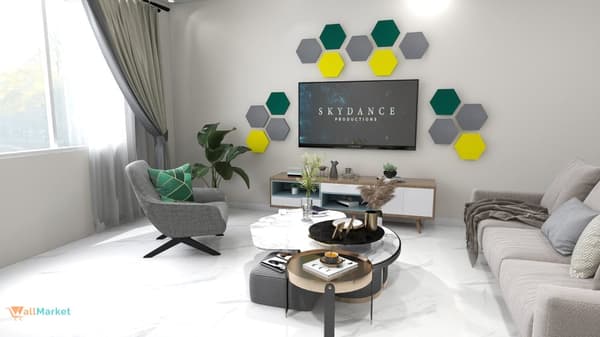 3D dekorativt skumvægpanel WallMarket Hexagon lysegrå, tykkelse 2,5 cm
