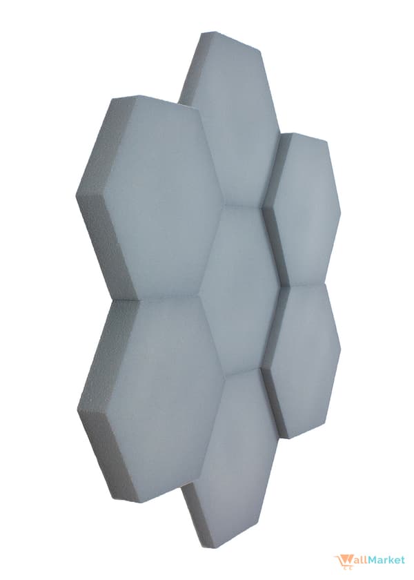 3D dekorativt skumvægpanel WallMarket Hexagon lysegrå, tykkelse 3,5 cm