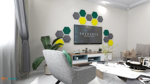 3D dekorativt skumvægpanel WallMarket Hexagon lysegrå, tykkelse 3,5 cm