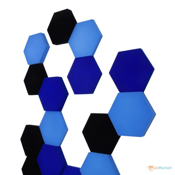 3D koristeellinen vaahtomuovi seinäpaneeli WallMarket Hexagon musta, paksuus 2,5 cm