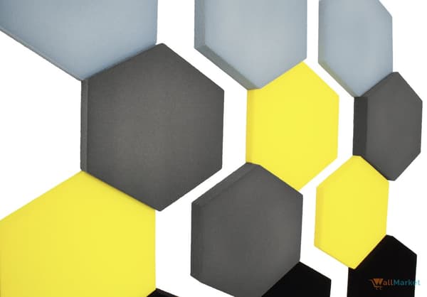 3D dekorativt skumvægpanel WallMarket Hexagon sort, tykkelse 4,5 cm