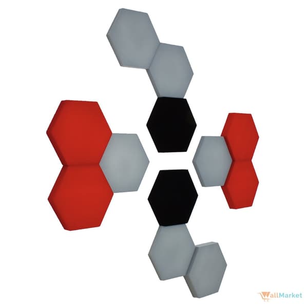 3D dekorativt skumvægpanel WallMarket Hexagon sort, tykkelse 4,5 cm