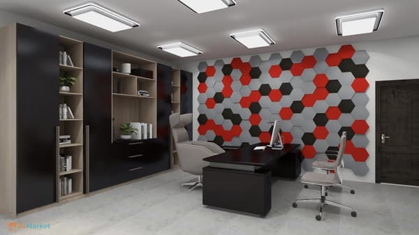 3D dekorativt skumvægpanel WallMarket Hexagon rød, tykkelse 2,5 cm