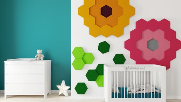 3D dekorativt skumvægpanel WallMarket Hexagon rød, tykkelse 2,5 cm