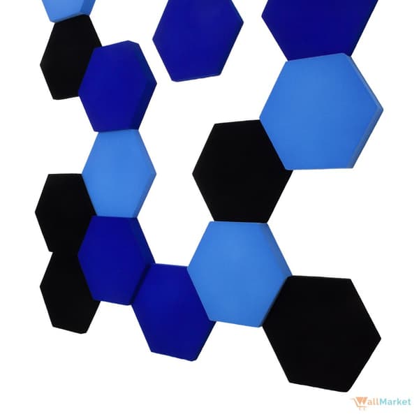 3D koristeellinen vaahtomuovi seinäpaneeli WallMarket Hexagon tummansininen, paksuus 4,5 cm