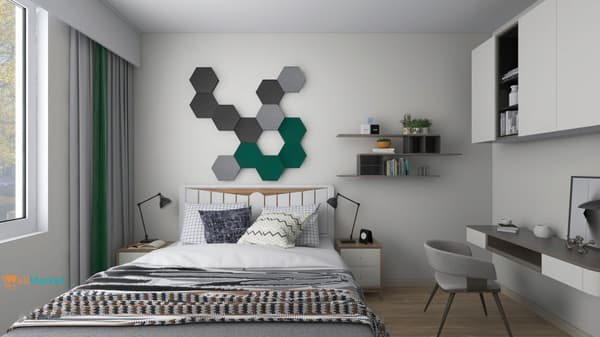 3D dekorativt skumvægpanel WallMarket Grøn sekskant, tykkelse 3,5 cm