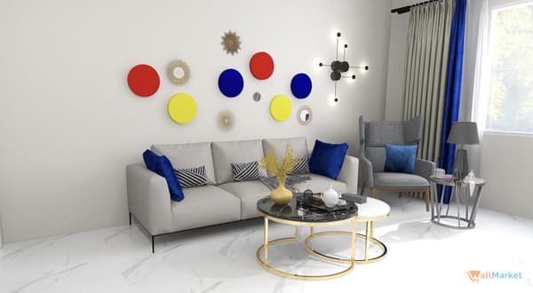 3D dekorativt skumvægpanel WallMarket Circle citron, tykkelse 2,5 cm