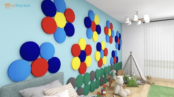 3D dekorativt skumvægpanel WallMarket Circle lyseblå, tykkelse 3,5 cm