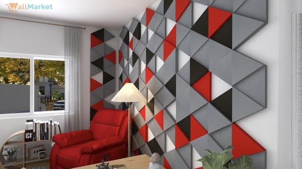 3D dekorativt skumvægpanel WallMarket Triangle sort, tykkelse 3,5 cm