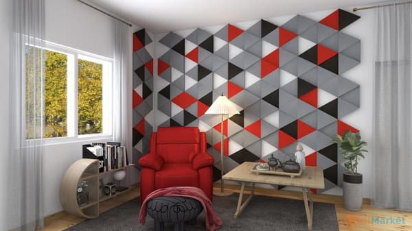 3D koristeellinen vaahtomuovi seinäpaneeli WallMarket Triangle tummansininen, paksuus 4,5 cm