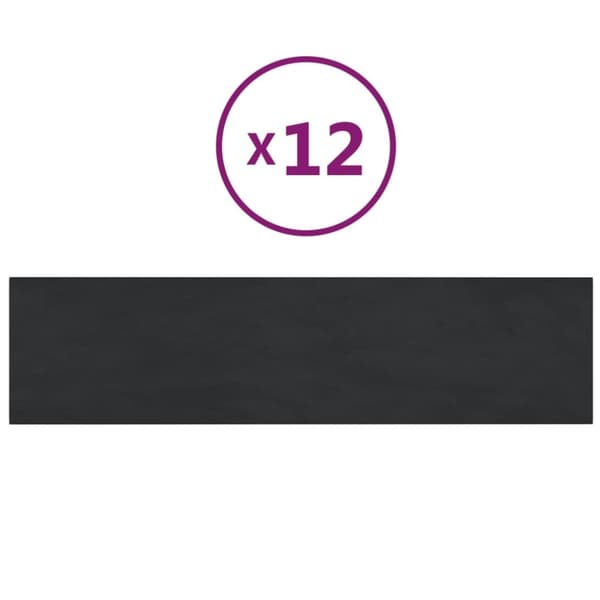 Seinäpaneelit, 12 kpl, musta, 60x15 cm, sametti, 1,08 m²