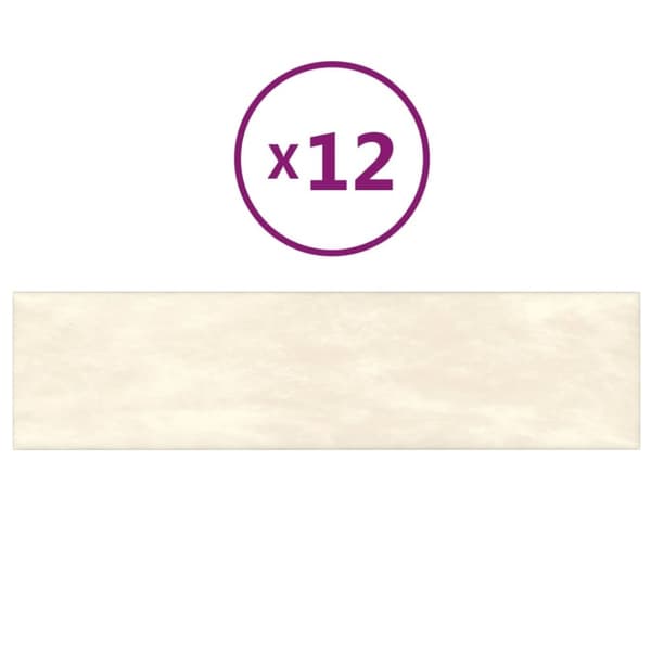 Seinäpaneelit, 12 kpl, kerma, 60x15 cm, sametti, 1,08 m²