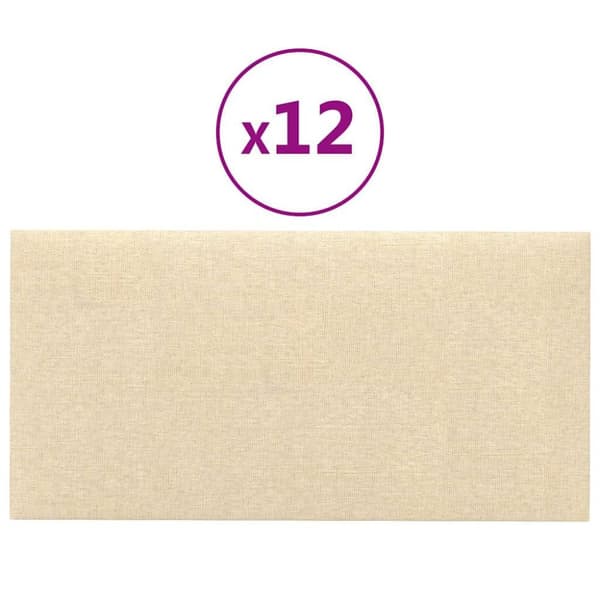 Väggpaneler 12 st gräddvit 60x30 cm tyg 2,16 m²