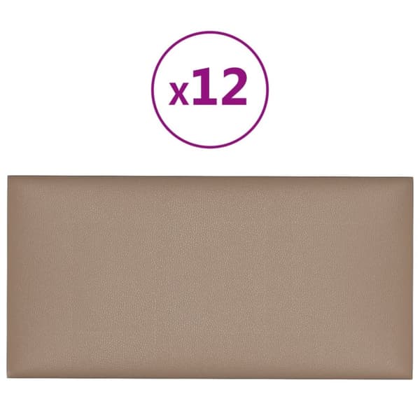 Väggpaneler 12 st cappuccino 60x30 cm konstläder 2,16 m²