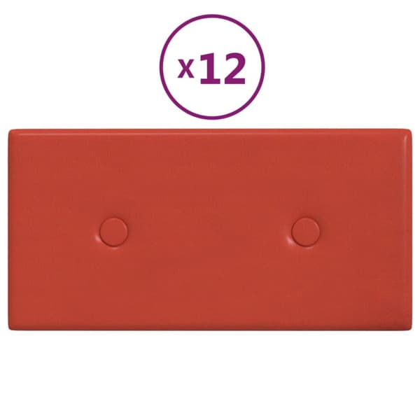 Väggpaneler 12 st röd 30x15 cm konstläder 0,54 m²