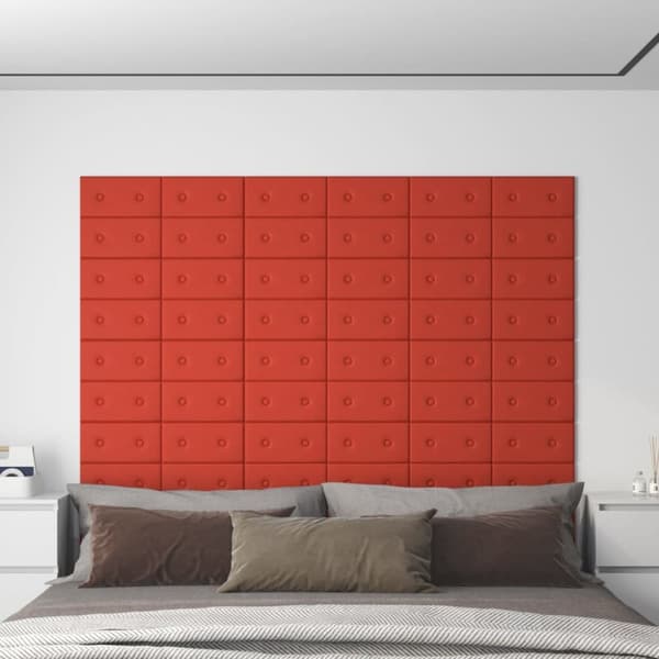 Väggpaneler 12 st röd 30x15 cm konstläder 0,54 m²