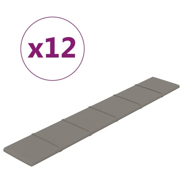Väggpaneler 12 st ljusgrå 90x15 cm sammet 1,62 m²