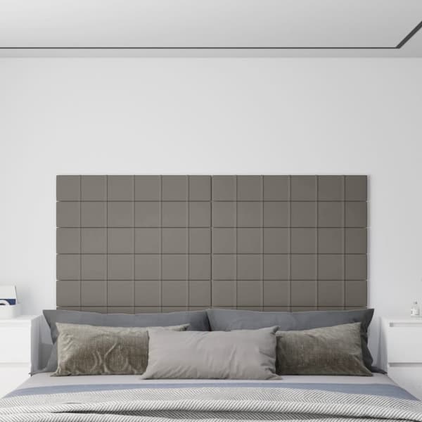 Väggpaneler 12 st ljusgrå 90x15 cm sammet 1,62 m²