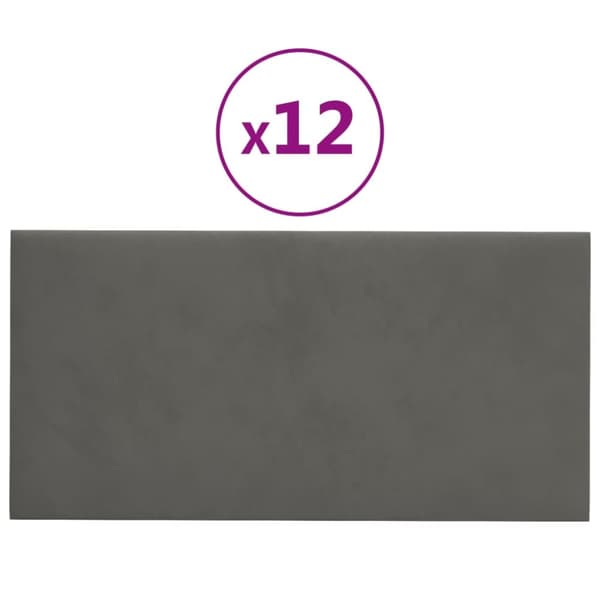 Väggpaneler 12 st mörkgrå 60x30 cm sammet 2,16 m²