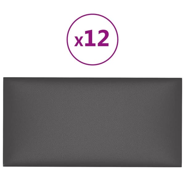 Väggpaneler 12 st grå 60x30 cm konstläder 2,16 m²