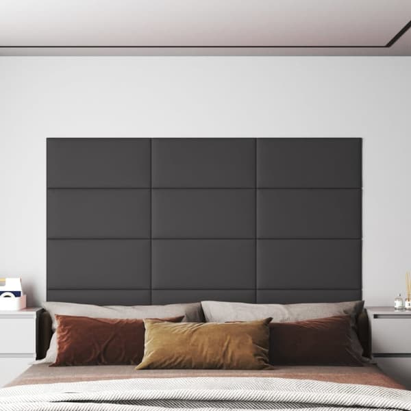 Väggpaneler 12 st grå 60x30 cm konstläder 2,16 m²