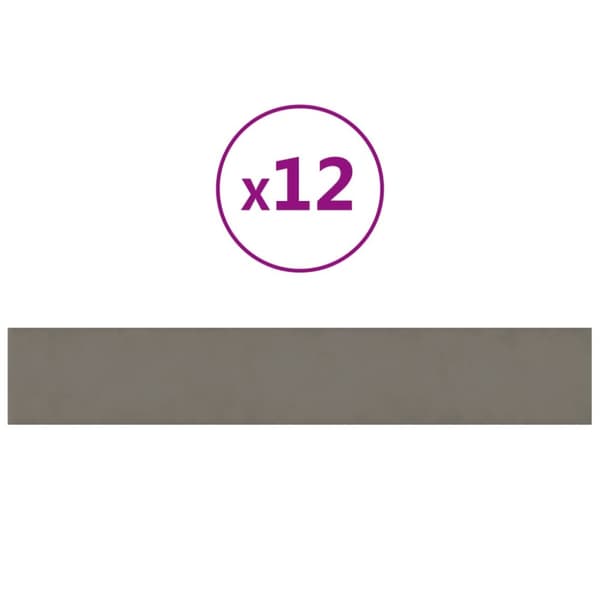 Väggpaneler 12 st ljusgrå 90x15 cm sammet 1,62 m²