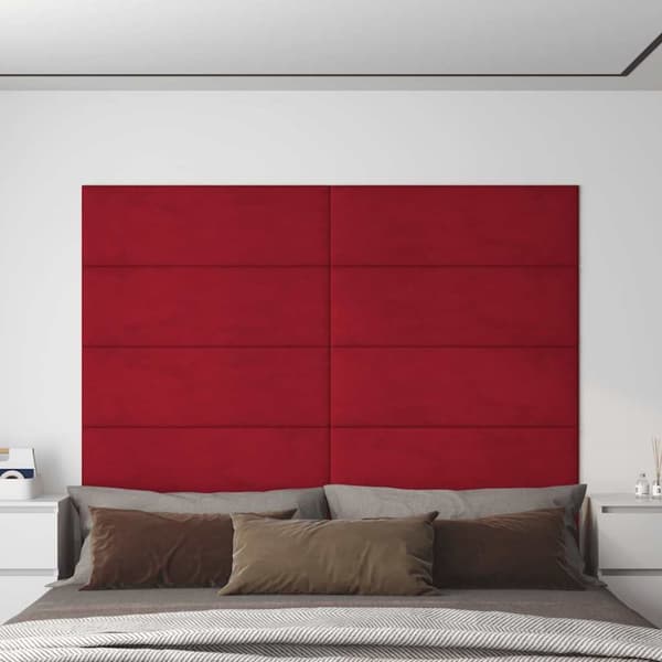 Väggpaneler 12 st vinröd 90x30 cm sammet 3,24 m²